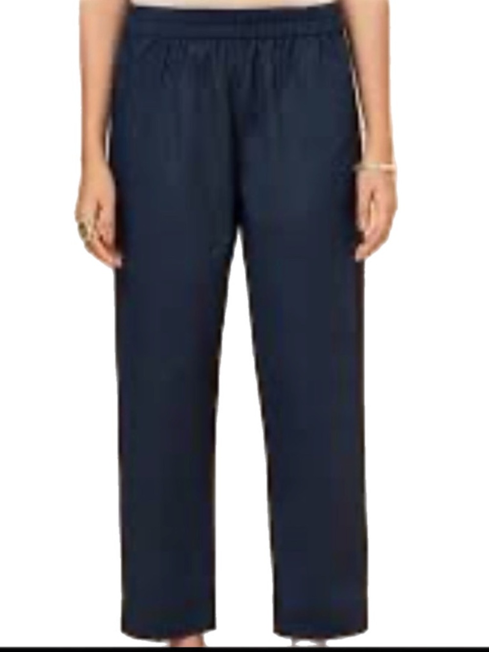Linen/Cotton Trouser Pants Trousers Elastic Waist Navy Minimalist Coastal Medium